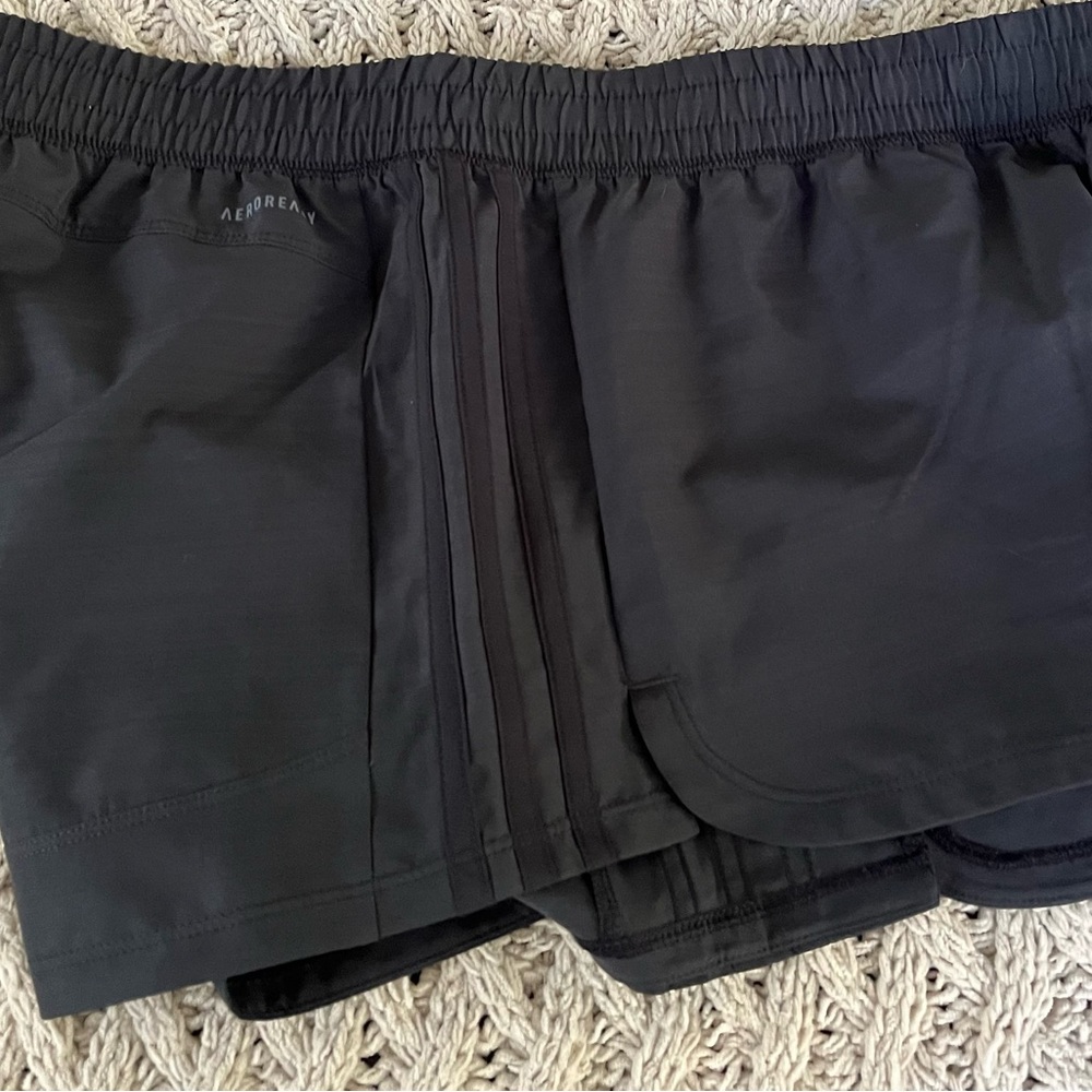 Adidas NEW black Athletic Training Short Women’s Large Heather Woven Pacer - Picture 7 of 12